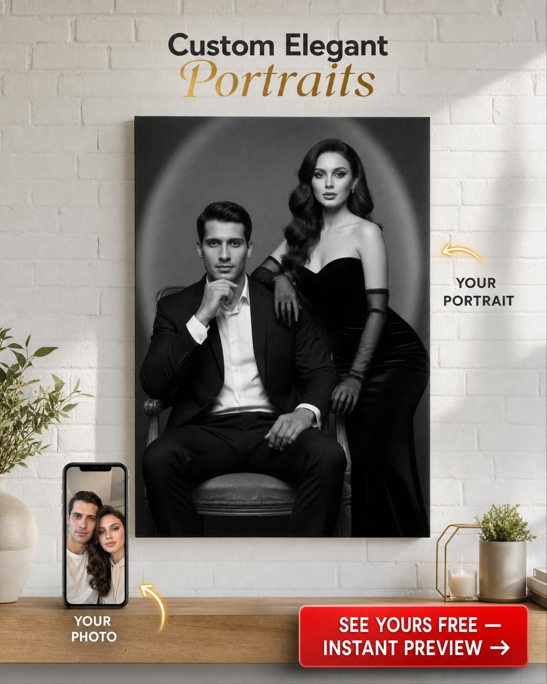 Custom Royal Couple Portrait — Romantic Canvas
