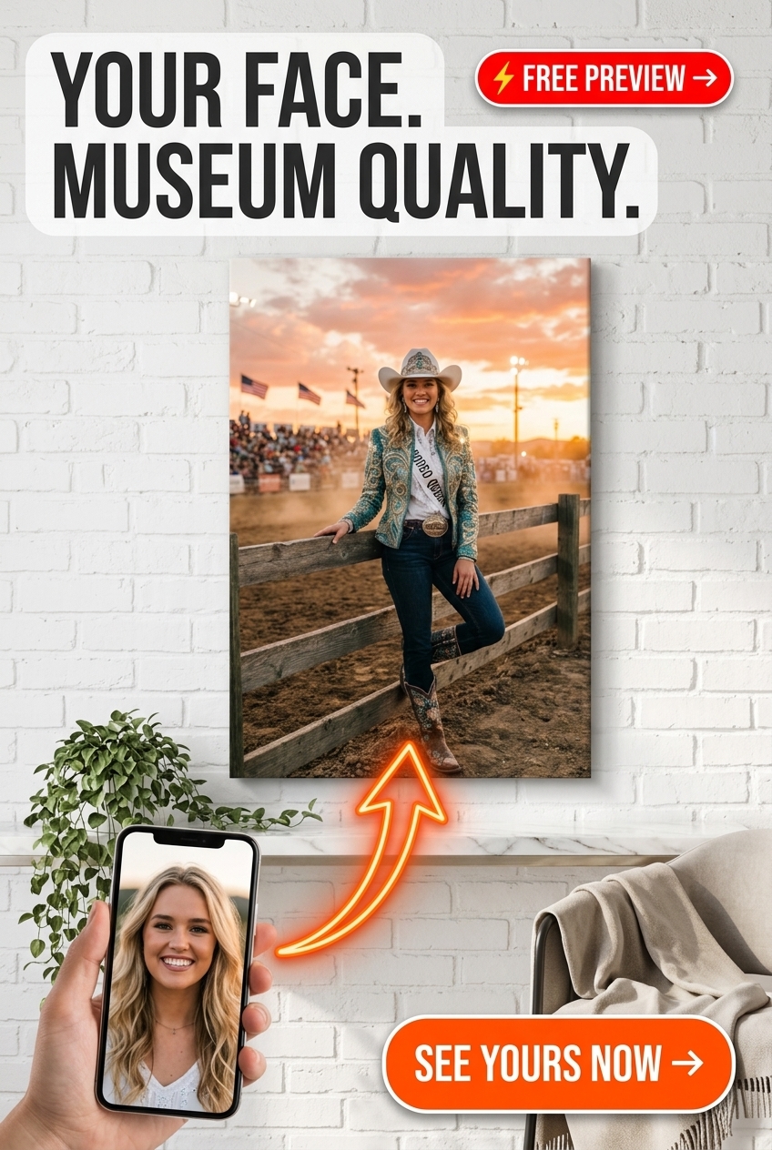 Custom Cowgirl Portrait for Woman — Festive Western Canvas from Photo