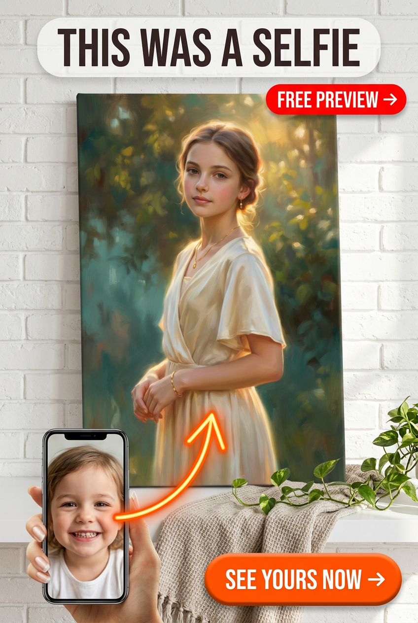 Custom Fantasy Woman Portrait — Serene Canvas Art from Photo