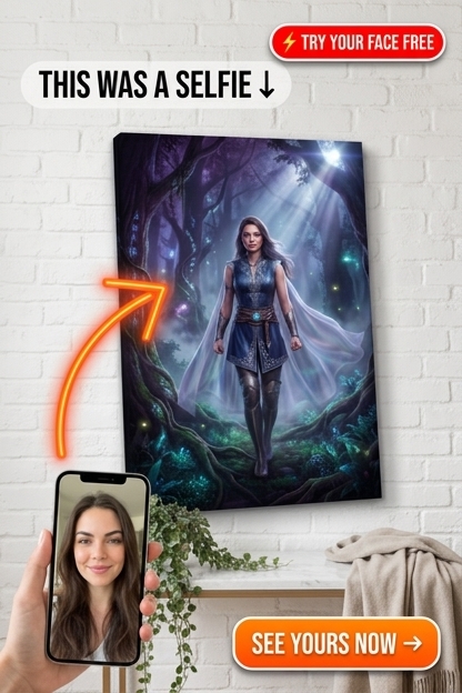Custom Fantasy Woman Portrait — Heroic Forest Warrior Canvas