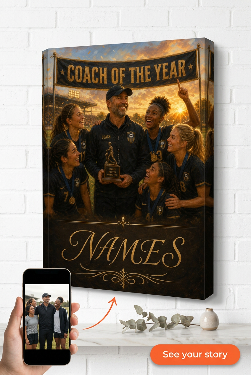 Best Coach Ever Gift — Celebratory Team Spirit Canvas from Photo