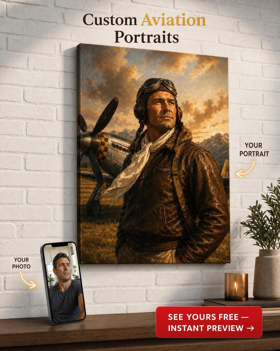 Custom Pilot Portrait — Unique Aviator Art