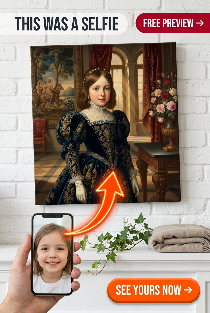 Custom Royal Single-Child Portrait — Whimsical Princess Canvas