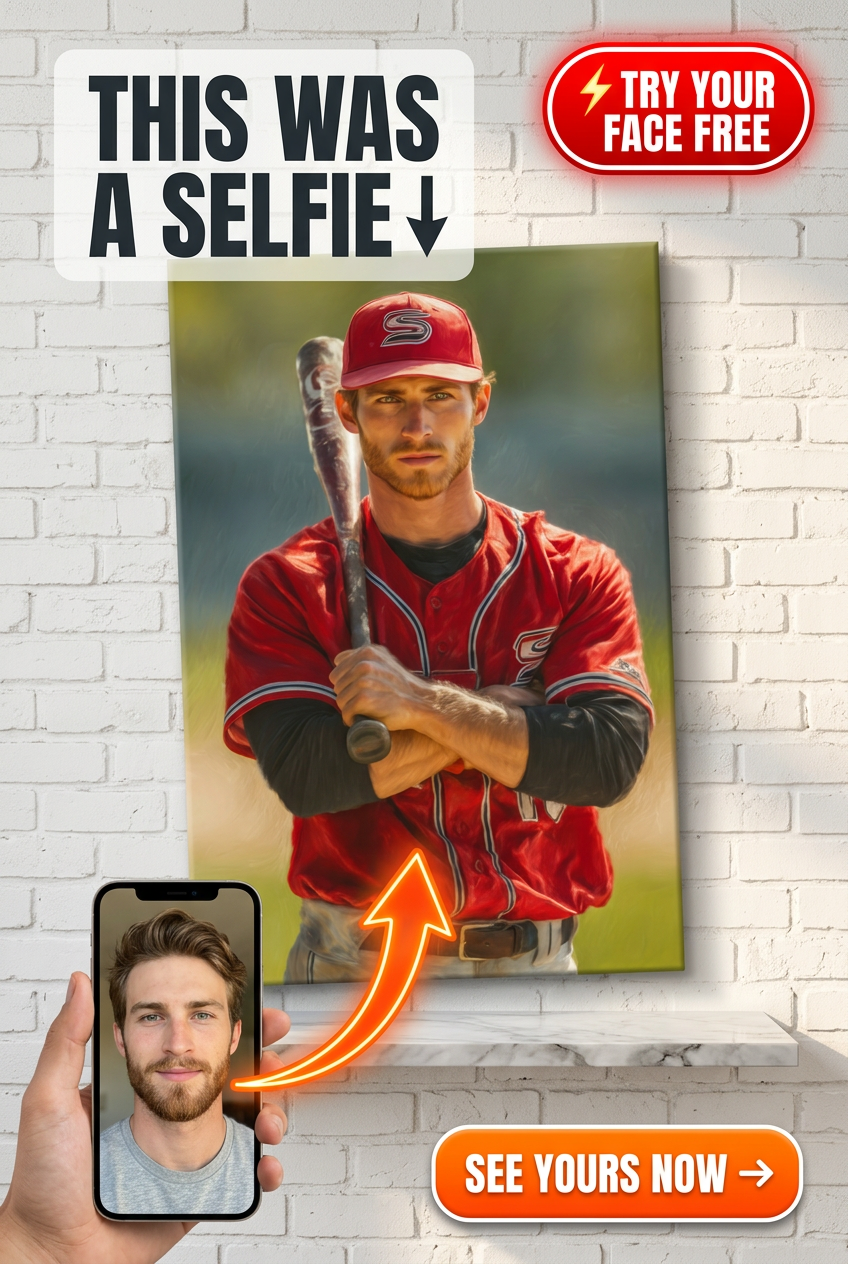 Baseball-Porträt aus Foto | Personalisiertes Geschenk für Ihn