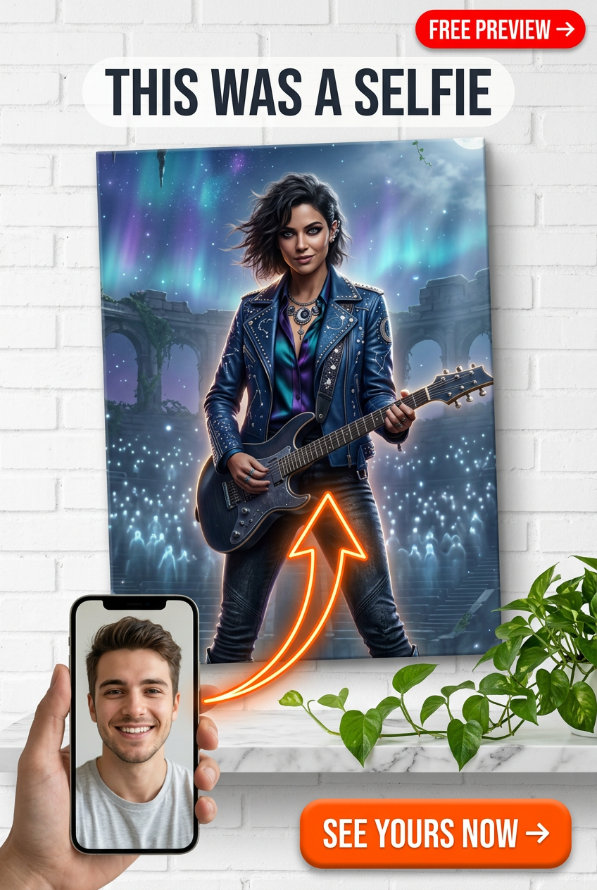 Custom Musician Portrait — Heroic Rock Star Canvas for Her