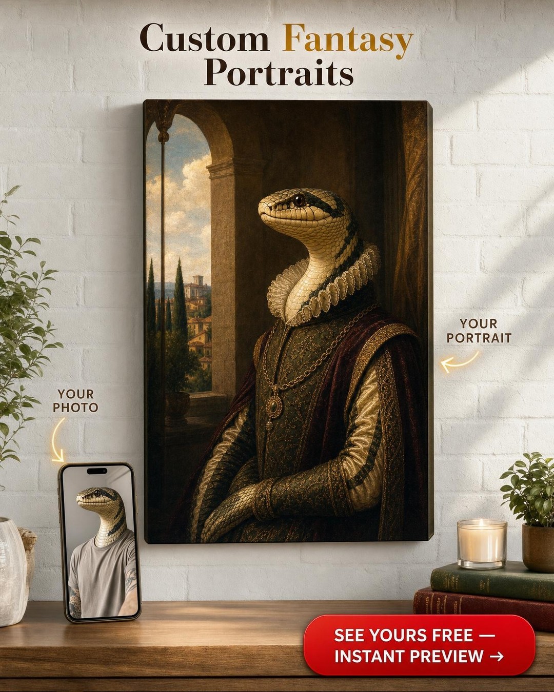 Custom Renaissance Cat Portrait - Regal Canvas Art