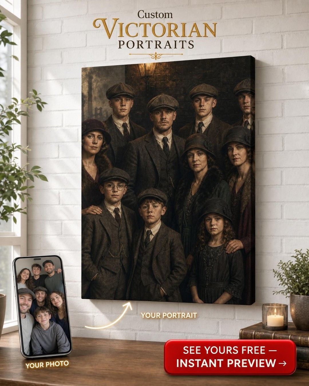 1920s Birmingham Clan Portrait | Unique Gift Canvas