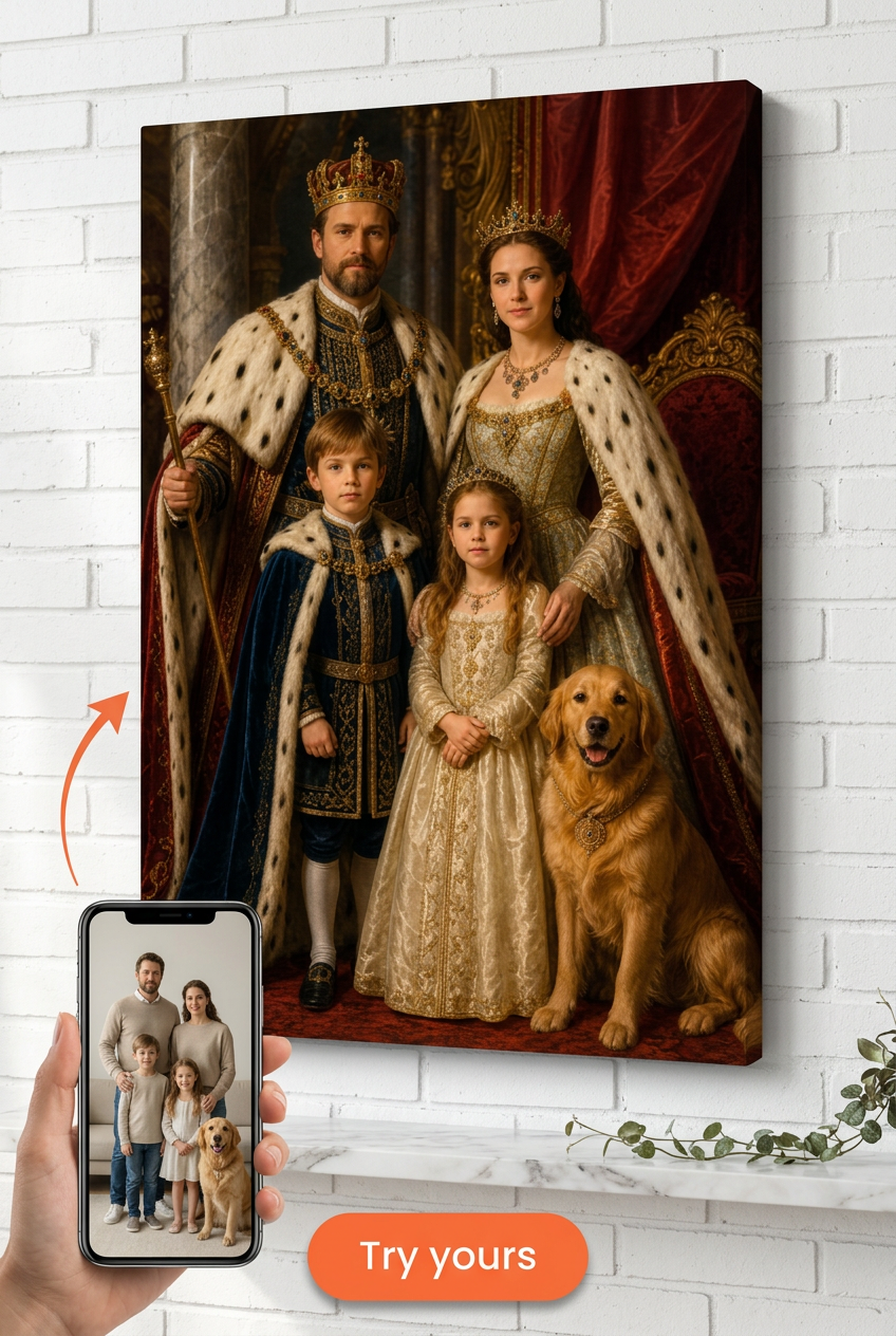 Custom Royal Family Portrait — Regal Canvas from Photo