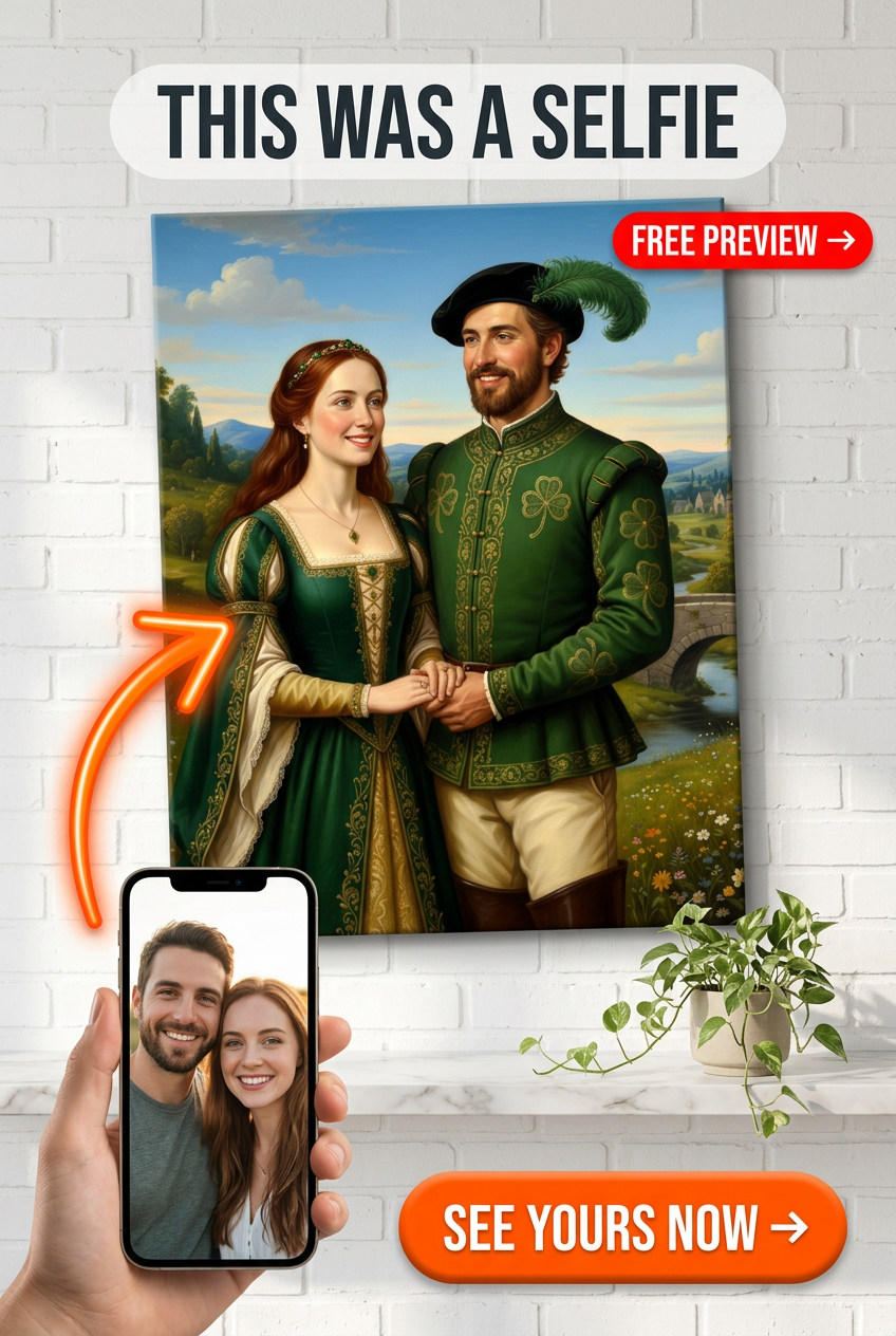 Custom Irish Couple Portrait — Romantic Canvas from Photo