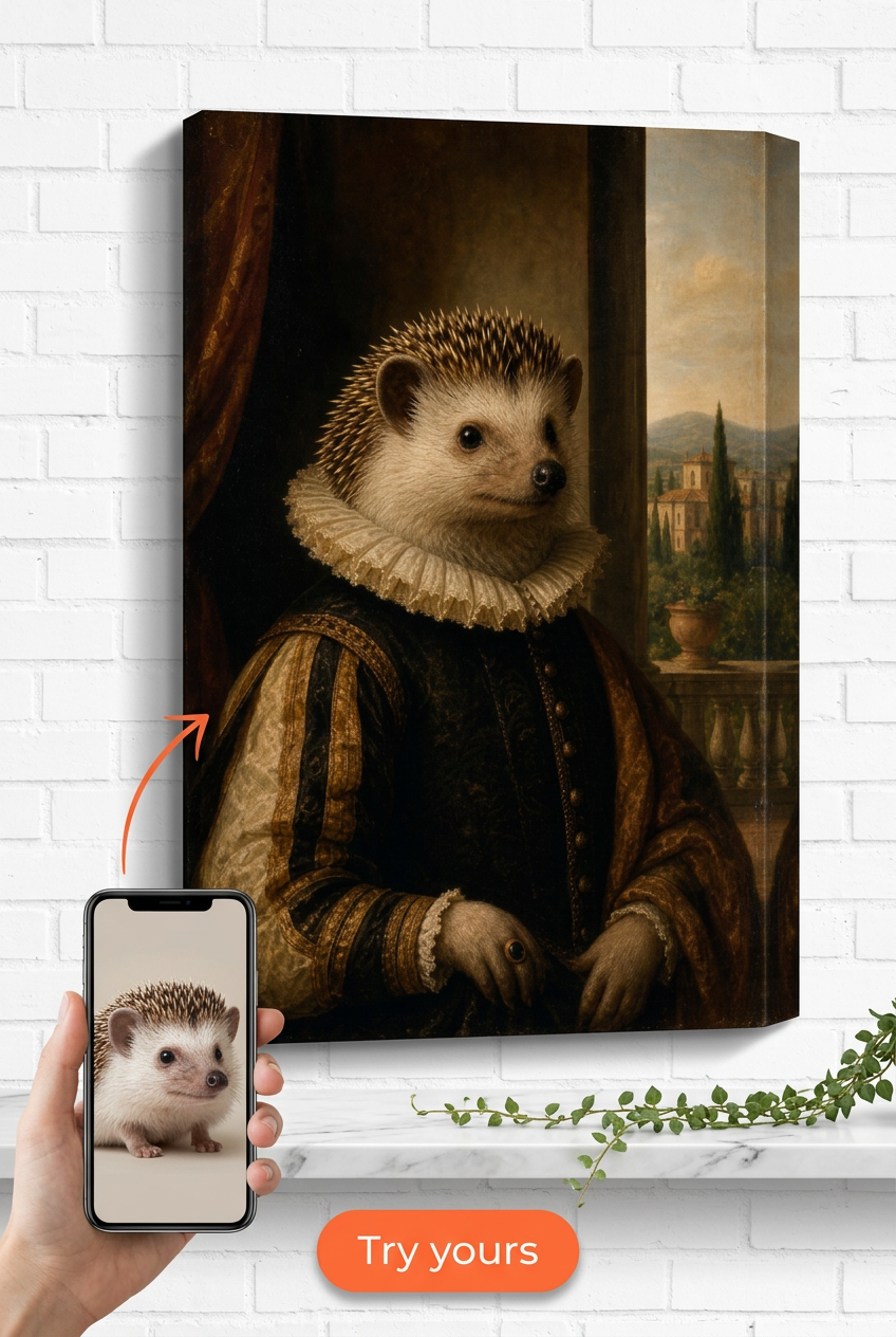 Custom Renaissance Cat Portrait — Whimsical Pet Canvas from Photo