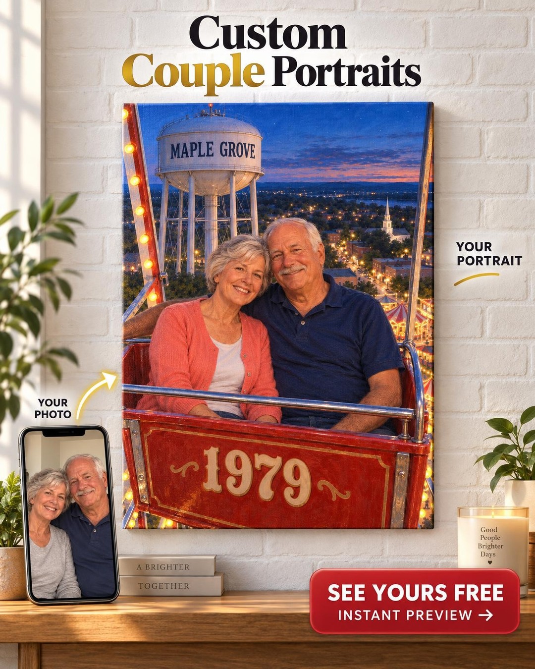 Top of the Ferris Wheel Custom Portrait from Photo | Personalized County Fair Gift