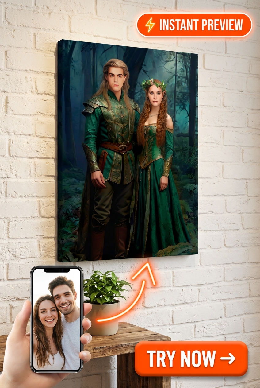 Retrato Personalizado Encanto da Floresta a partir de Foto | Presente Personalizado para Casais