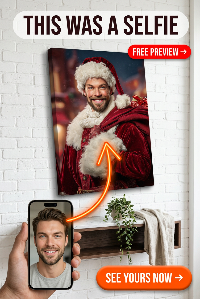 Santa Custom Portrait from Photo | Personalized Gift for Him