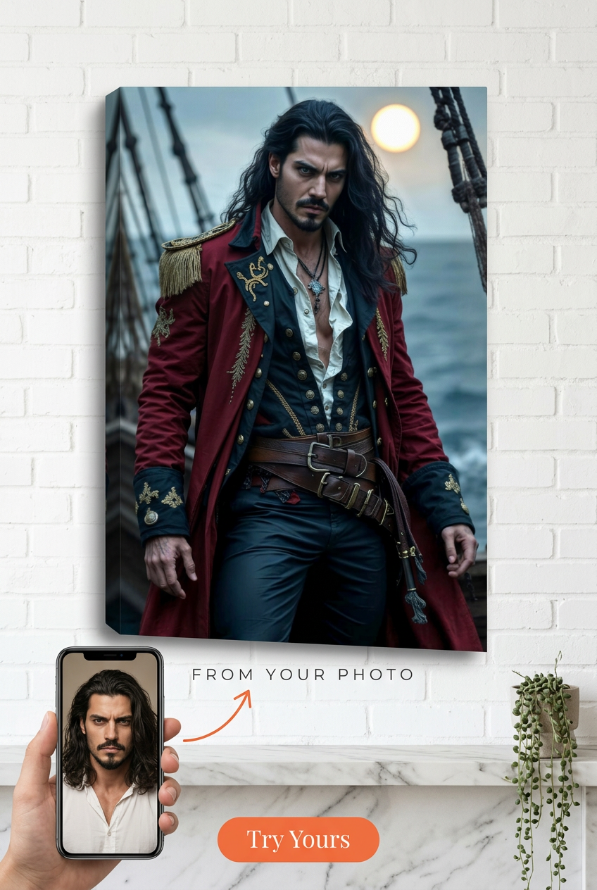 Pirate Captain Portrait | Custom Rogue Sea Commander Artwork from Your Photo