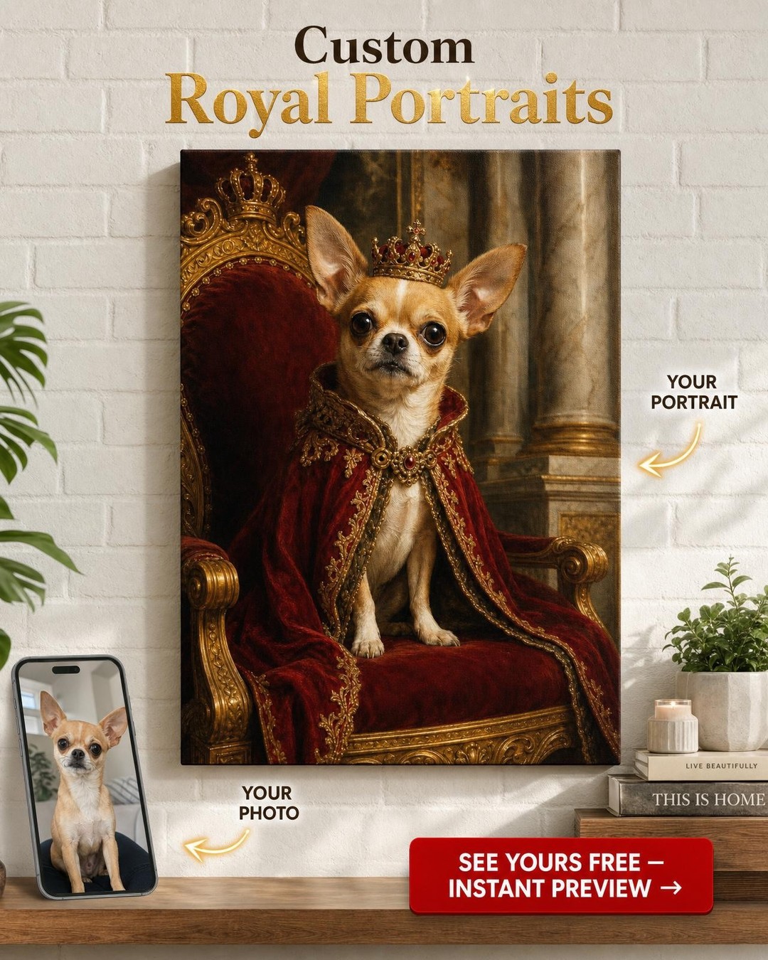 Custom Royal Dog Portrait — Regal Pet Canvas