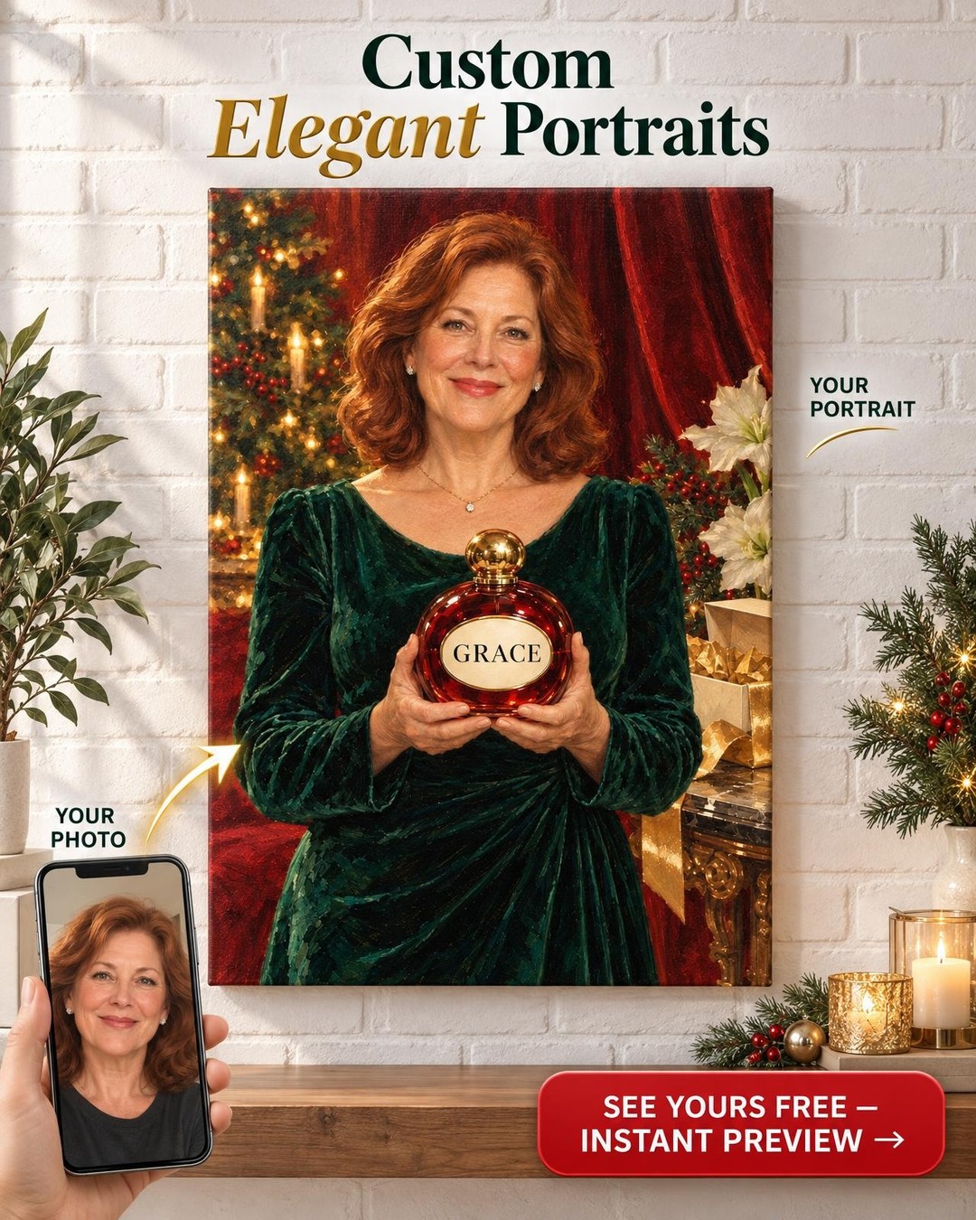 Christmas Perfume Custom Portrait from Photo | Personalized Signature Scent Gift