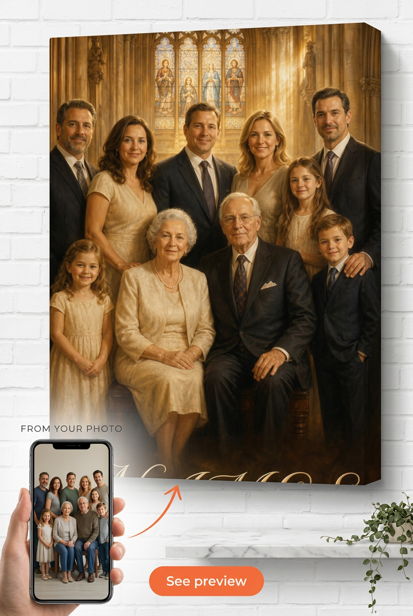 Family Portrait with Deceased Loved One — Memorial Canvas