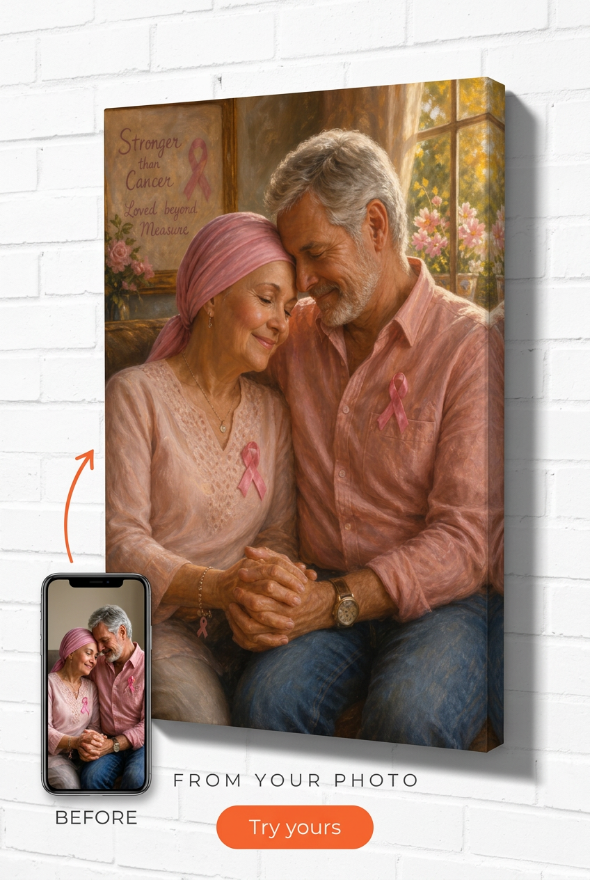 Custom Survivor Couple Portrait — Strength in Love from Photo