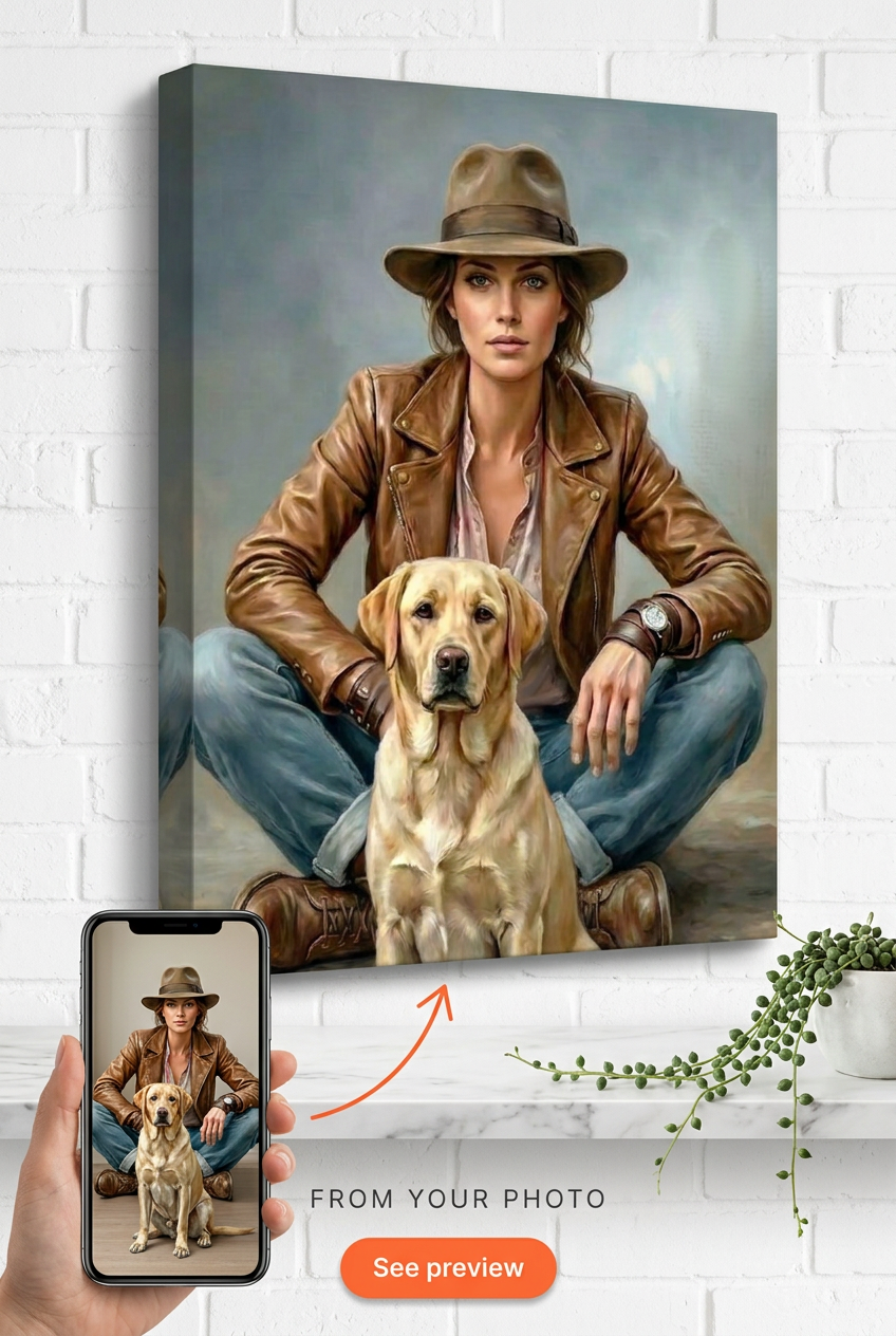 Custom Cowboy Woman Portrait — Serene Western Art from Photo