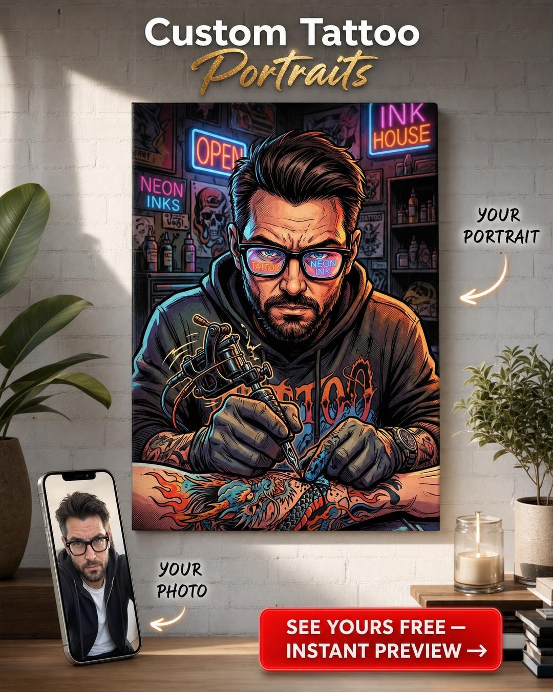 Tatuointitaiteilijan Ink Master Räätälöity Muotokuva