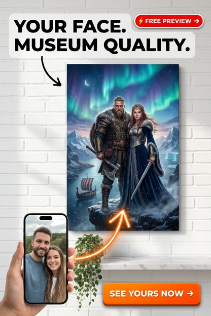 Couple Viking Épique: Guerriers Glacés Amour Éternel