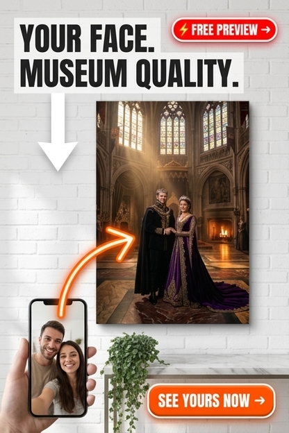 Custom Royal Couple Portrait — Regal Canvas from Photo