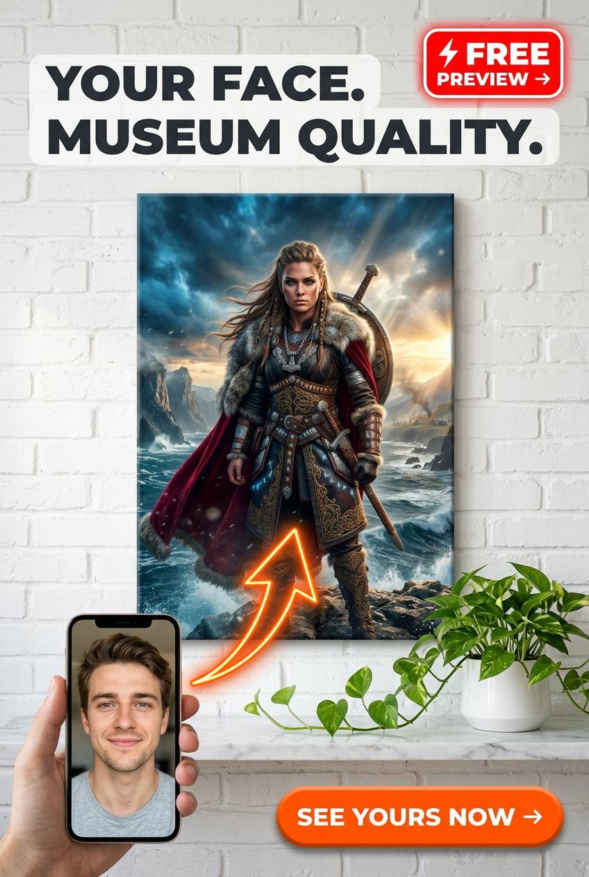Custom Viking Man Portrait — Regal Warrior Canvas from Photo