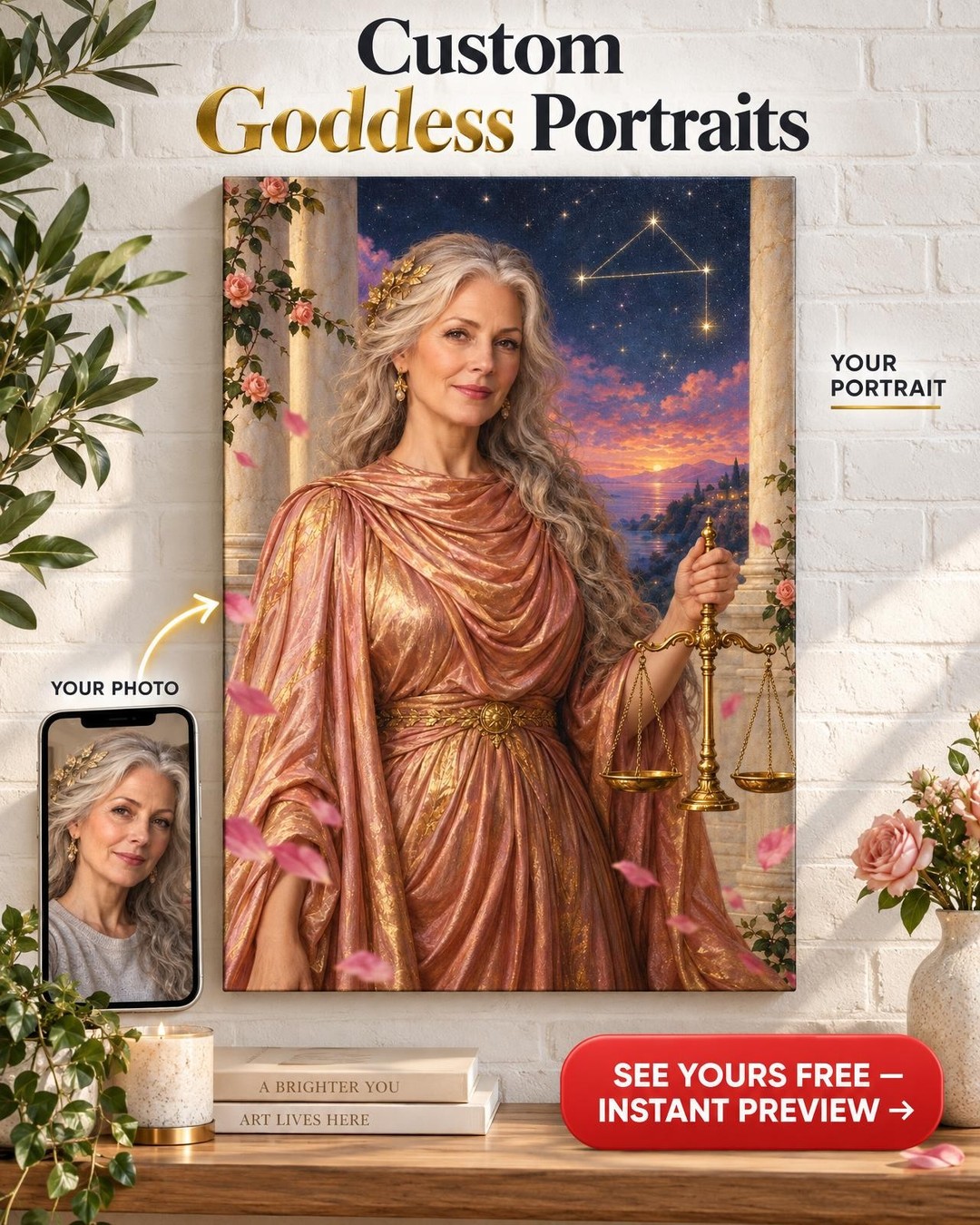 Libra Zodiac Custom Portrait from Photo | Personalized Zodiac Portrait Gift
