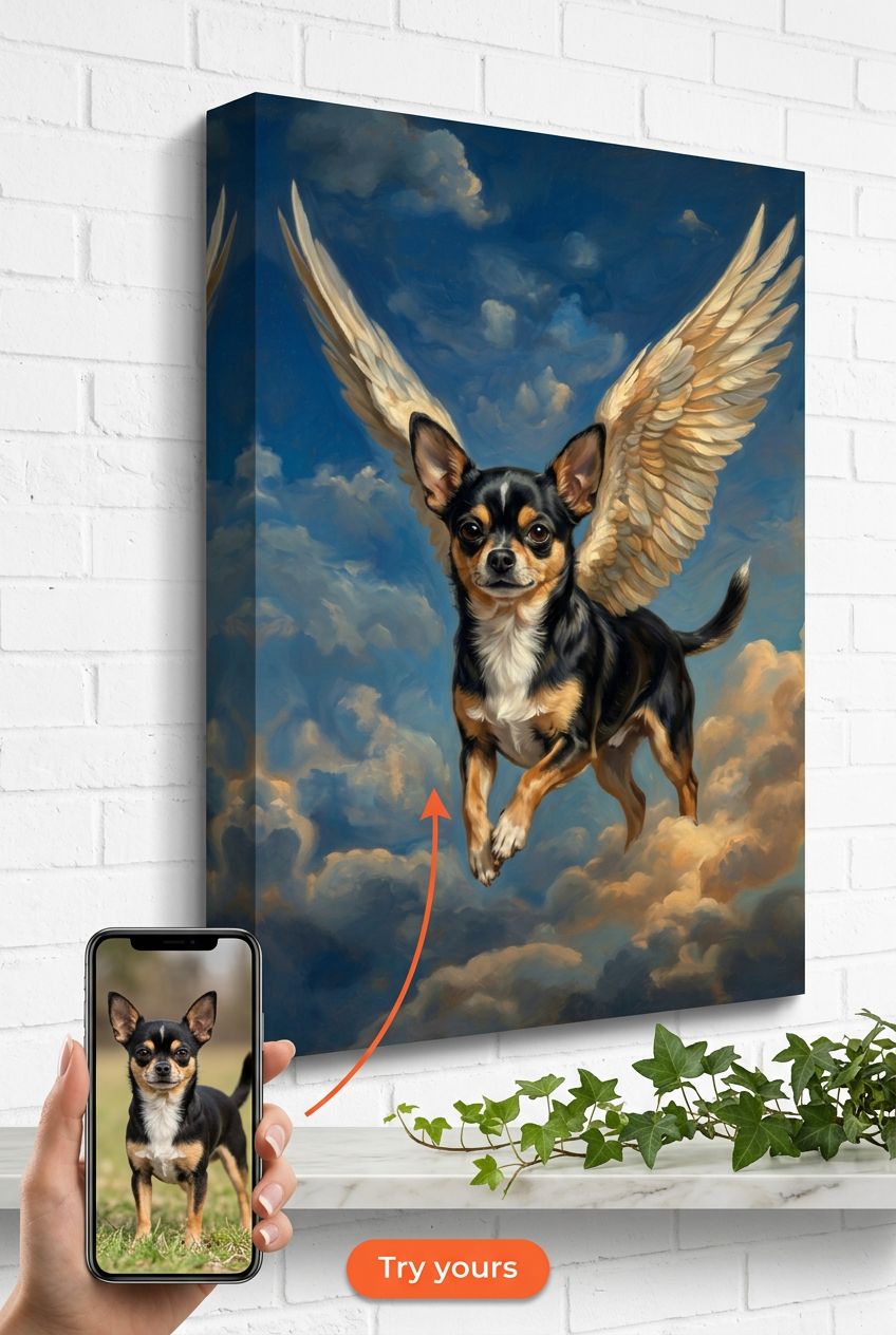 Custom Fantasy Dog Portrait — Whimsical Wings Canvas