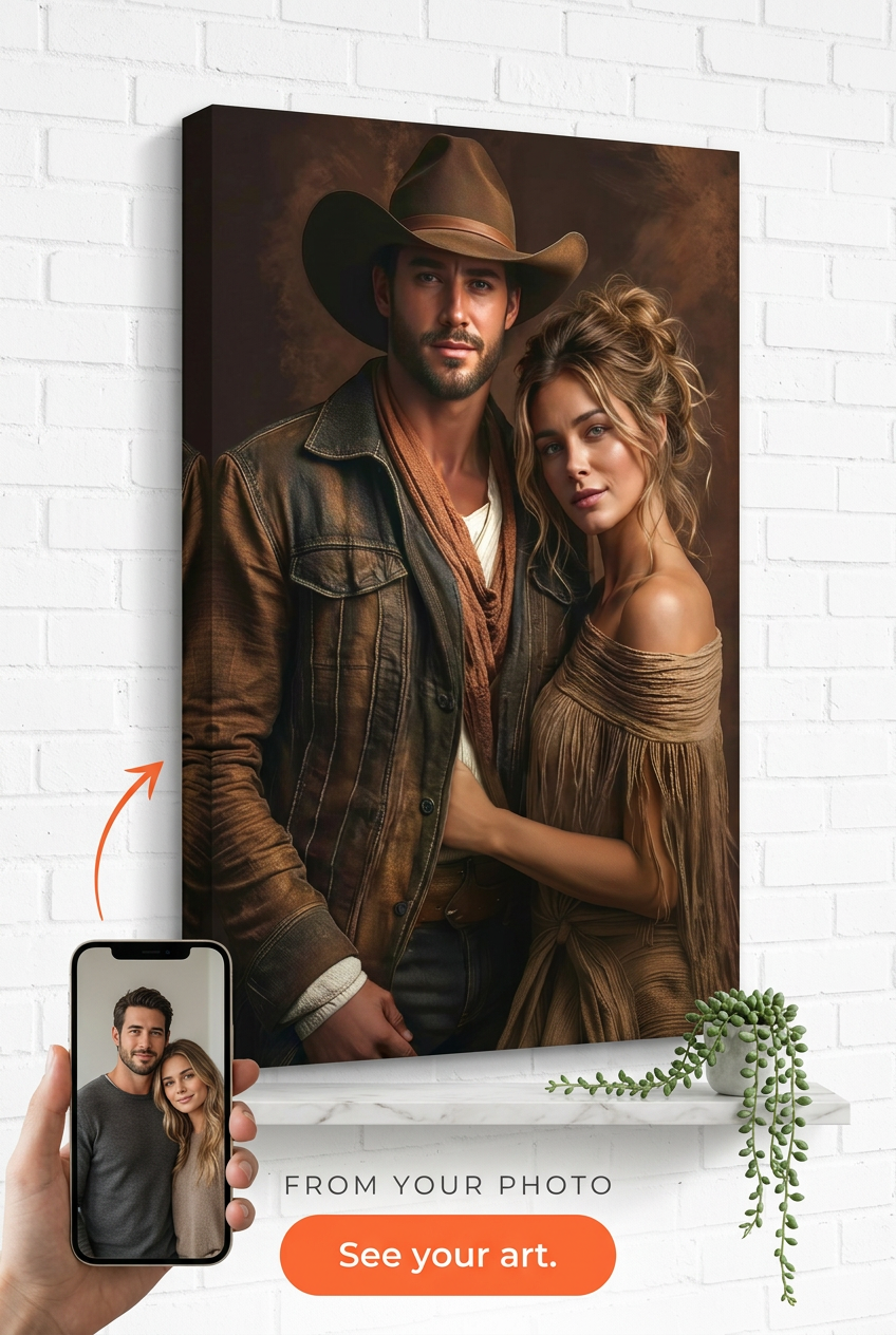 Western-Themed Custom Portrait from Photo | Personalized Undefined Gift