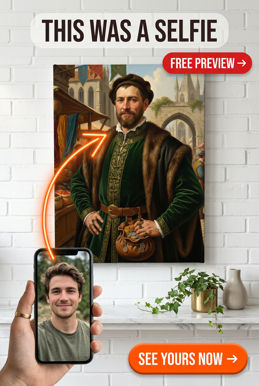 Portrait de Marchand de la Renaissance au Marché Médiéval