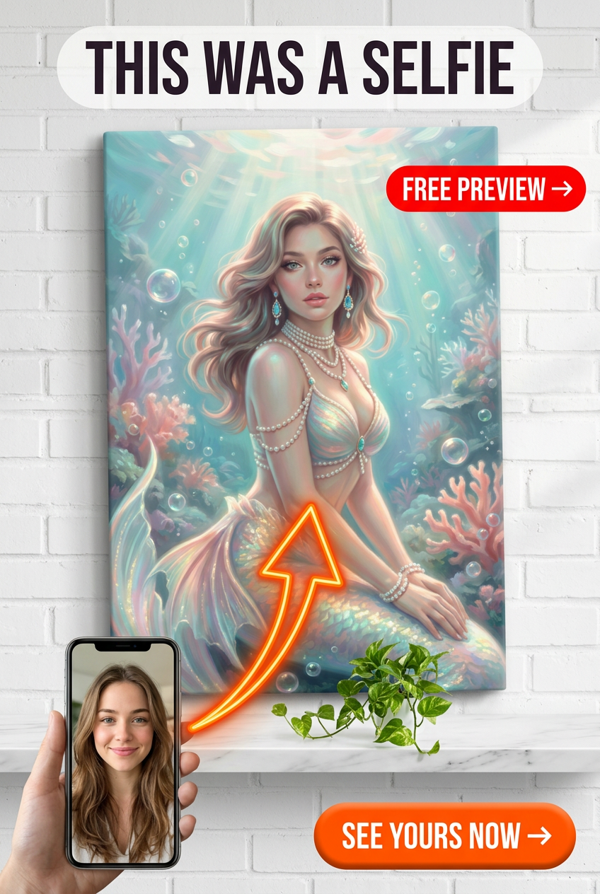 Aangepast Aqua Zeemeermin Portret - Etheerische Oceaan