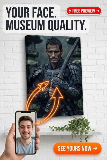 Samurai Custom Portrait from Photo | Personalized Gift for Him