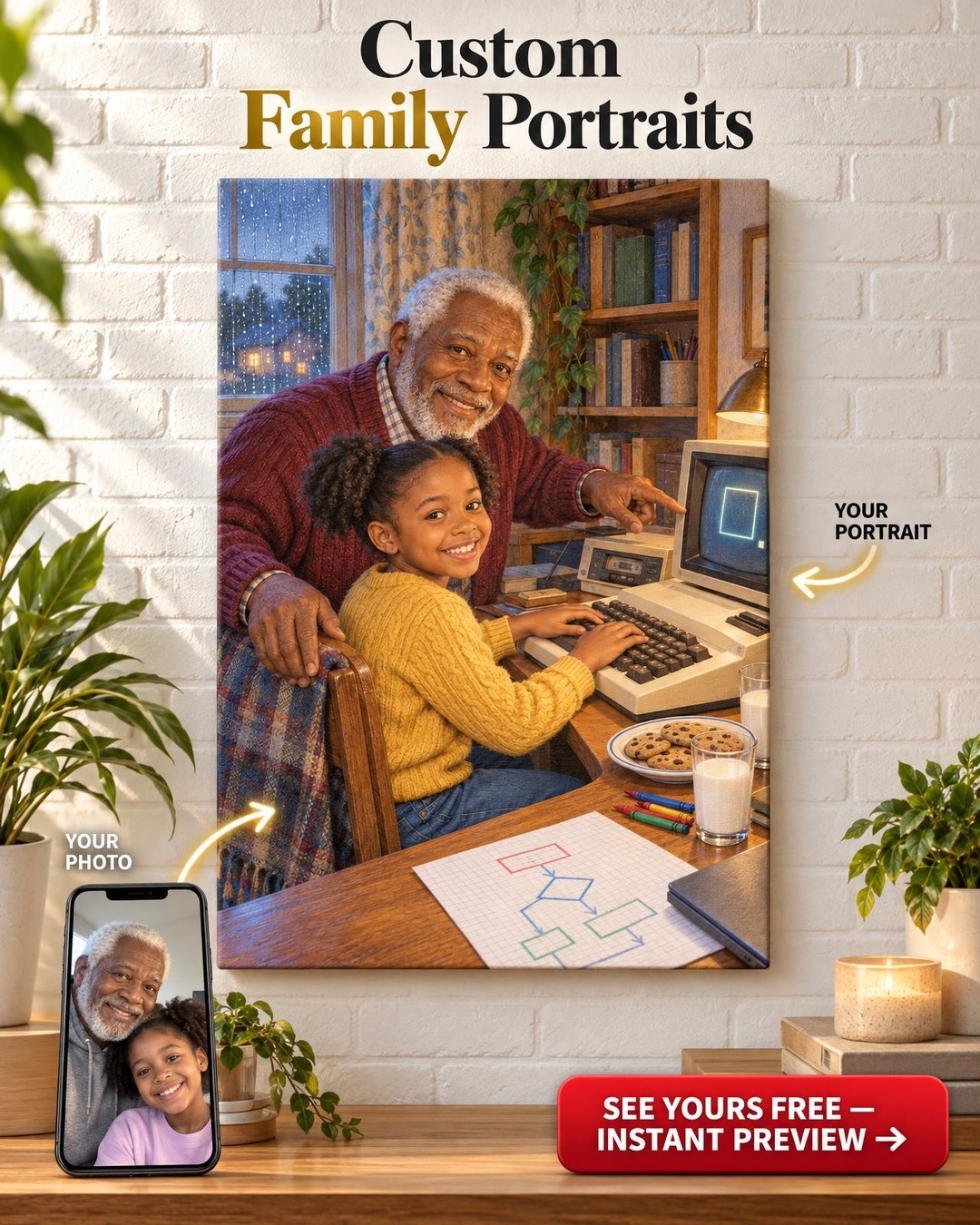 Passing It On Custom Portrait from Photo | Personalized First Computer Portrait Gift