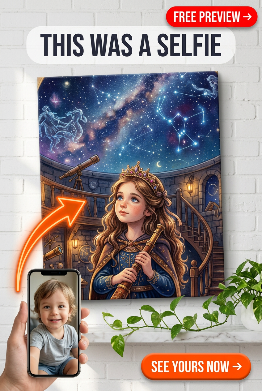 Custom Fantasy Woman Portrait — Whimsical Galaxy Canvas