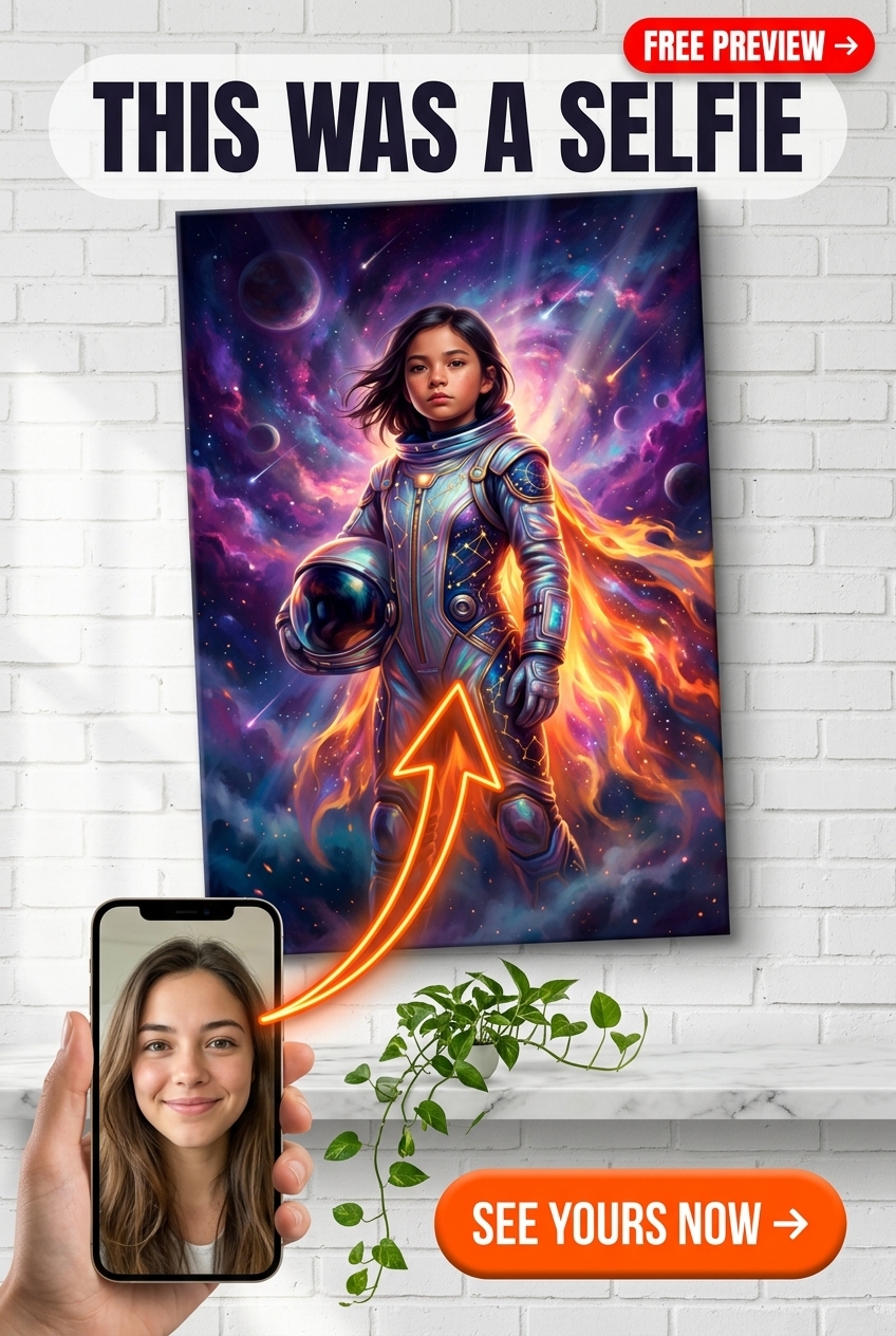 Paisaje de Sueño Cósmico: Retrato de la Chica Llama Galáctica