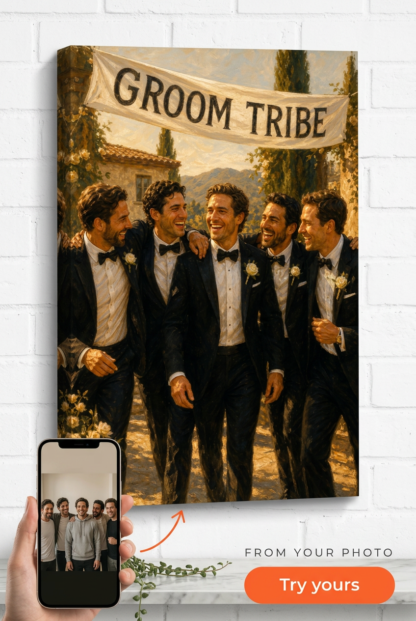 Groomsmen Gift — Groom Tribe Celebration Canvas from Photo