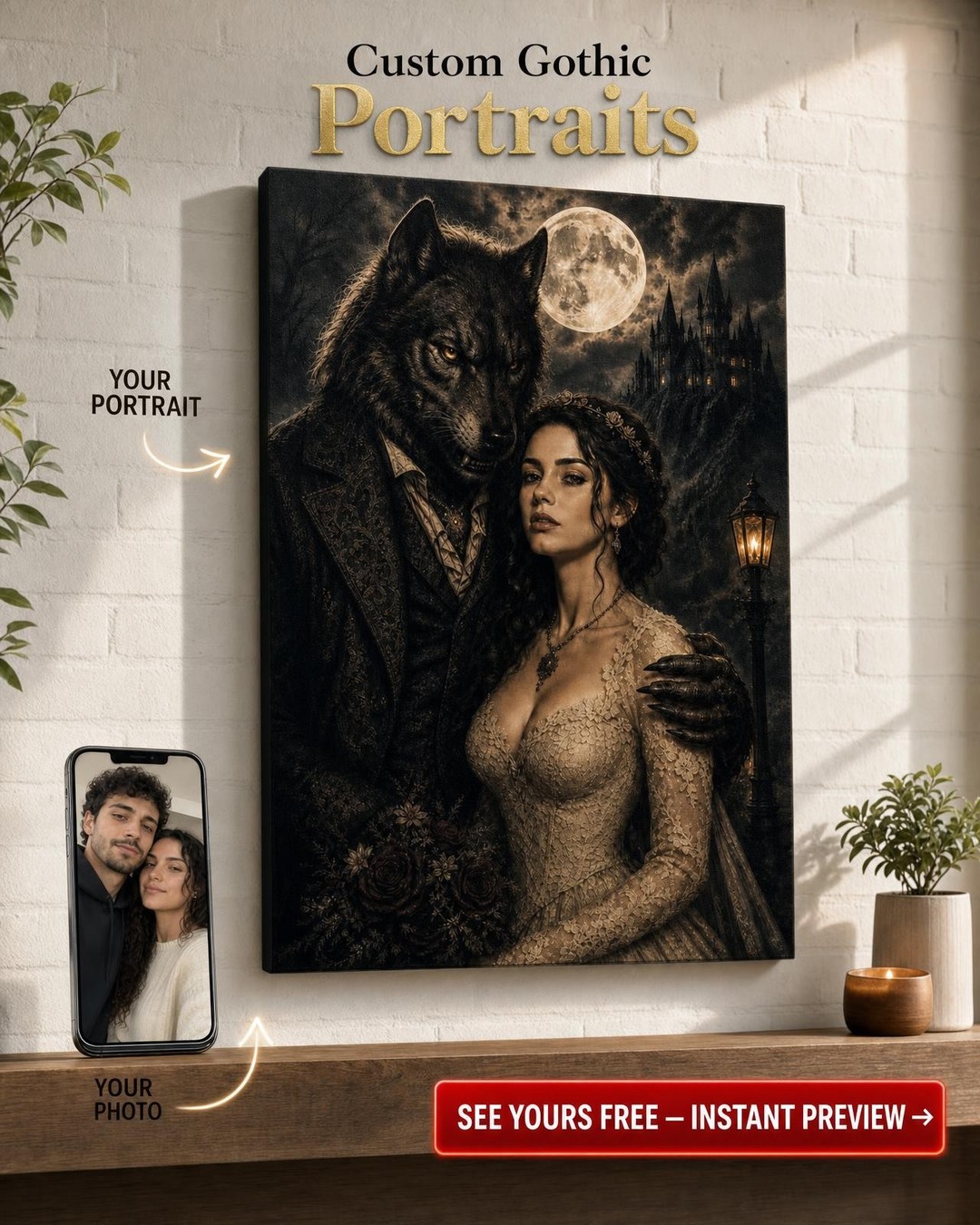 Werewolf Wedding Couple Portrait from Photo