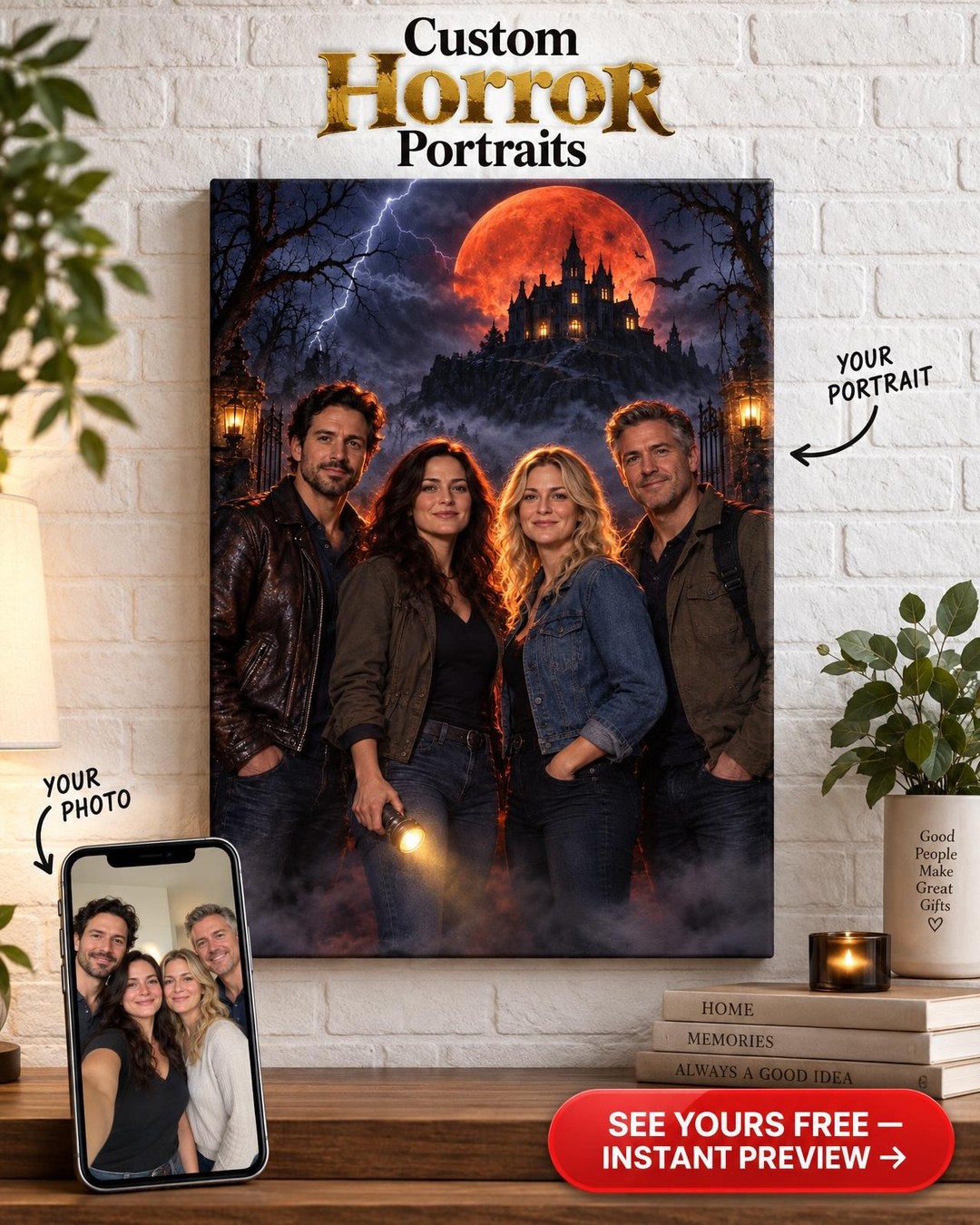 Horror Movie Poster Custom Portrait from Photo | Personalized Gift