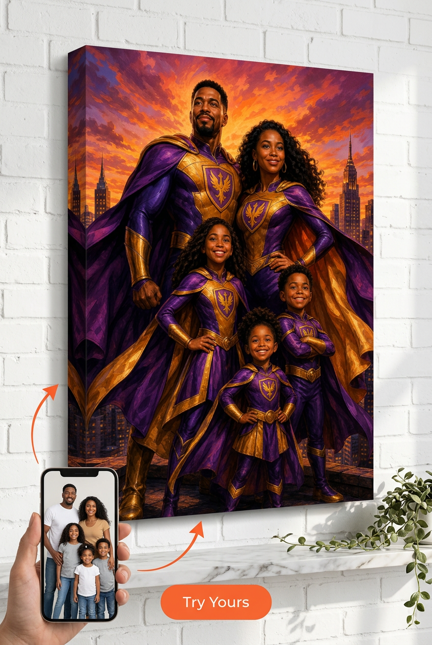 Superhero Family Portrait Custom Portrait from Photo | Personalized undefined Gift