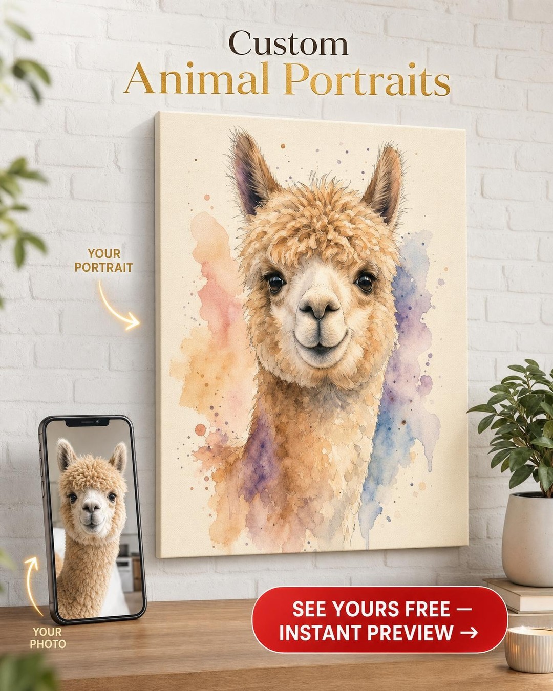 Custom Watercolor Pet Portrait — Whimsical Dog Art from Photo