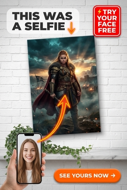 Custom Viking Man Portrait — Regal Warrior Canvas from Photo