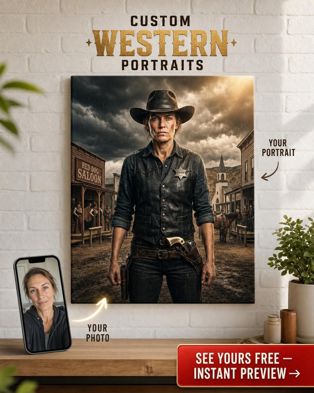 Custom Cowboy Portrait for Her - Your Western Heroine