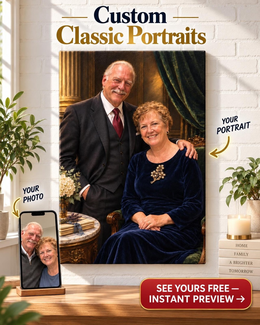 Grand Anniversary Custom Portrait from Photo | Personalized Family Heirloom Gift
