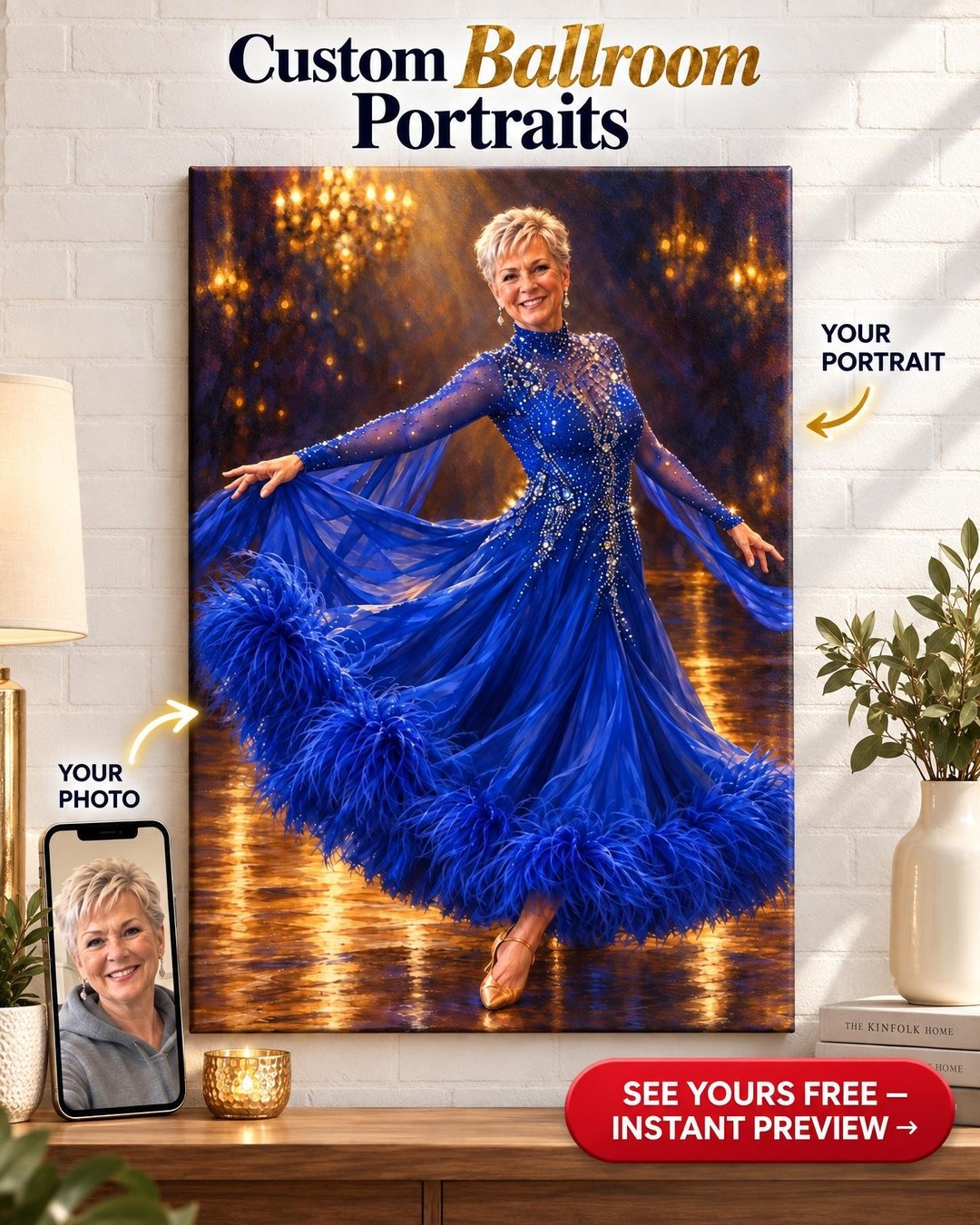 Your Dance Costume Custom Portrait from Photo | Personalized Ballroom Dance Gift