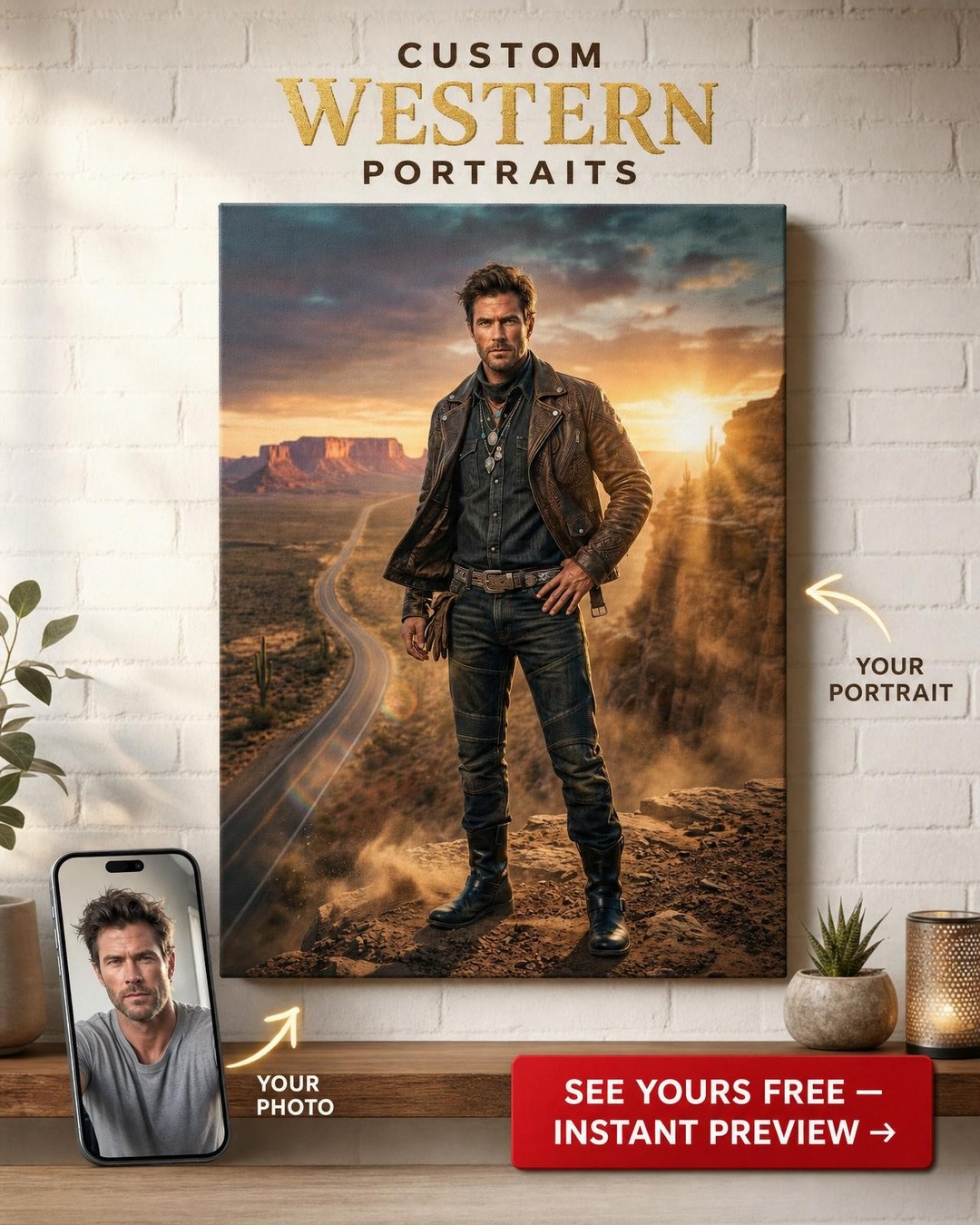 Custom Cowboy Heroic Canvas | Be The Road King