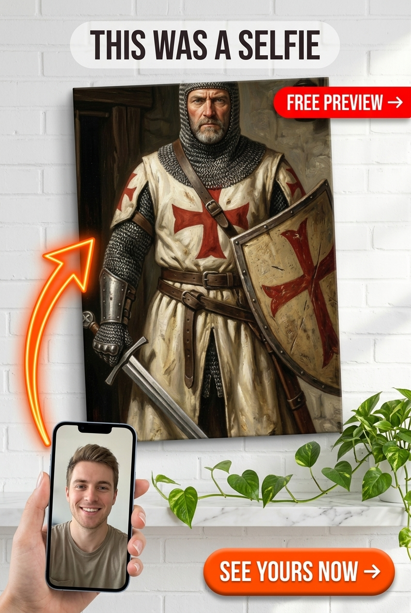 Custom Knight Portrait for Man — Heroic Armor Canvas Art
