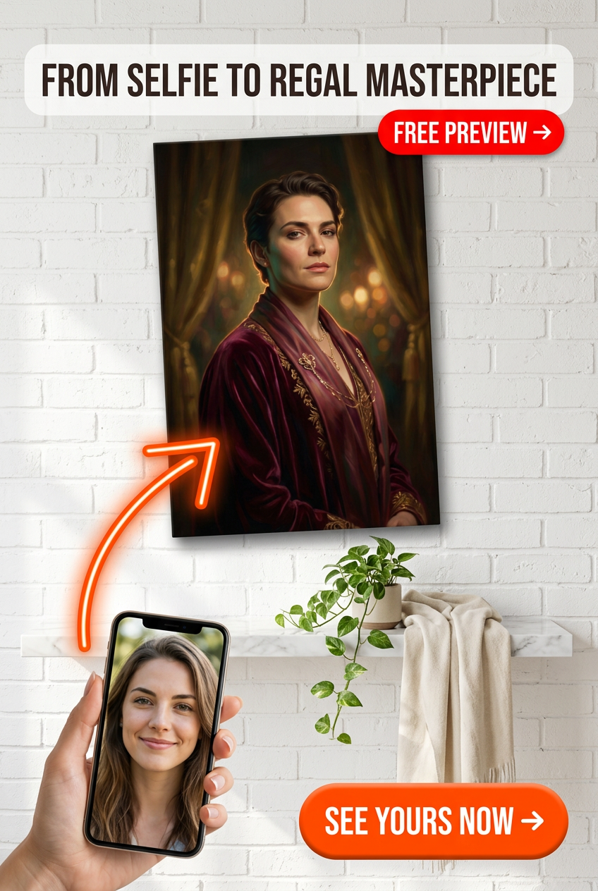 Custom Royal Woman Portrait — Regal Canvas from Photo