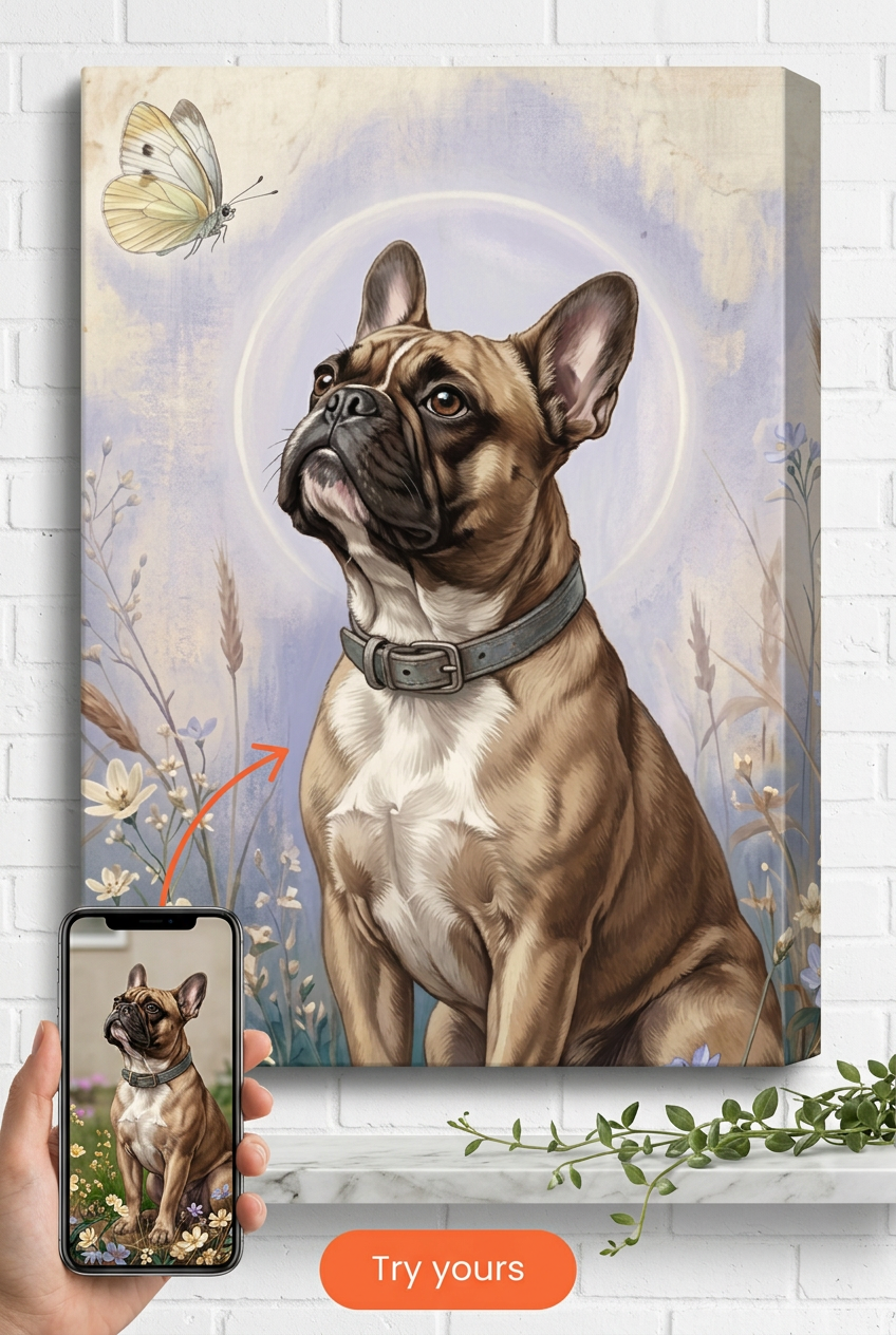 Custom Dog Pet Portrait — Serene Canvas from Photo