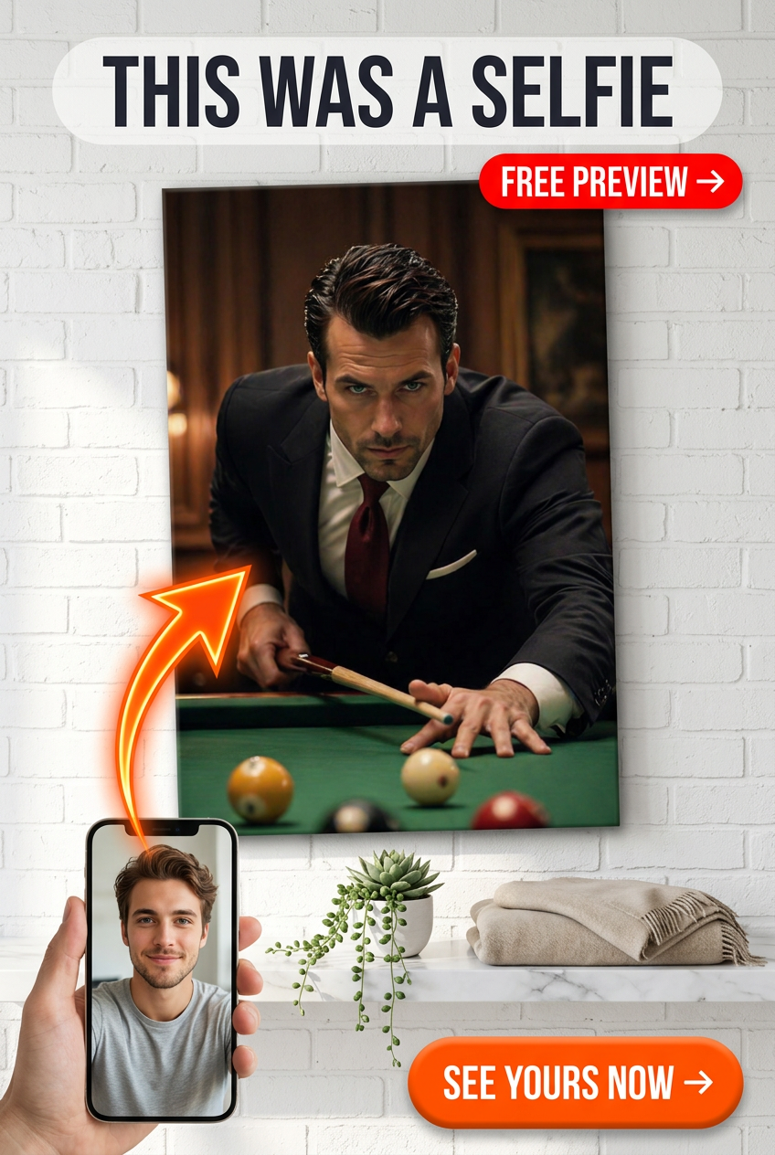 Custom Victorian Man Portrait — Heroic Billiards Canvas from Photo